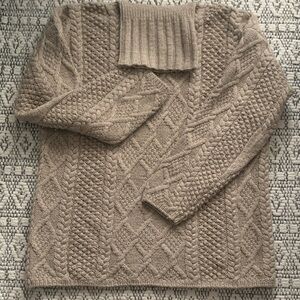 J. Crew Men's Cable Knit Turtleneck Sweater in Taupe